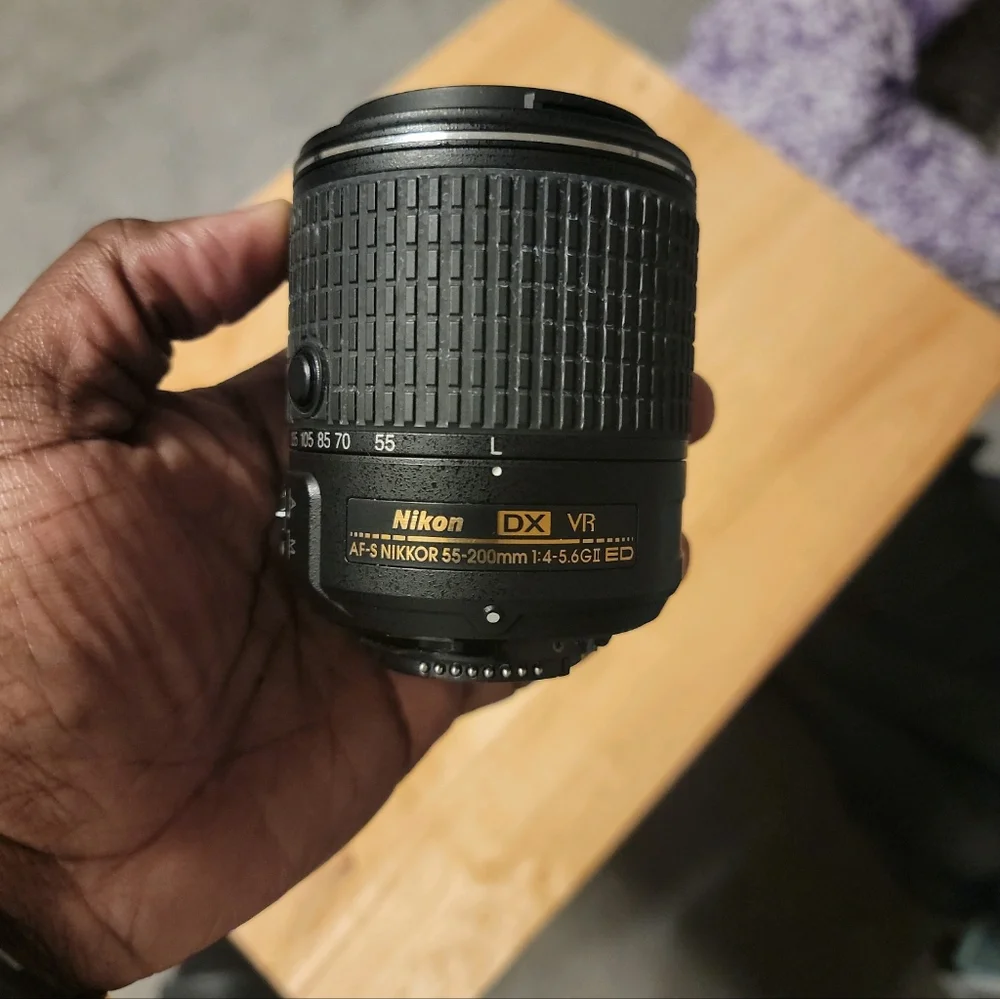 Nikon D3300, 18-55mm lens, 55-200mm lens, and power adapter